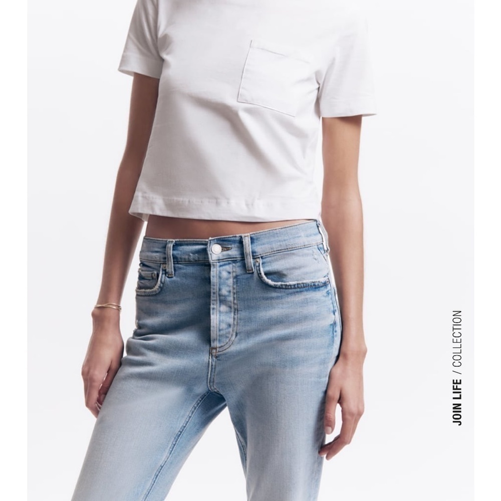 ZARA Flare Cropped Light Blue Jeans BNWT
